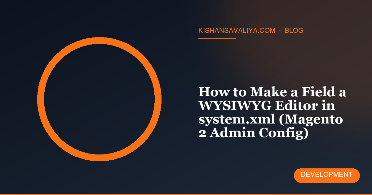 How to Make a Field a WYSIWYG Editor in system.xml (Magento 2 Admin Config)