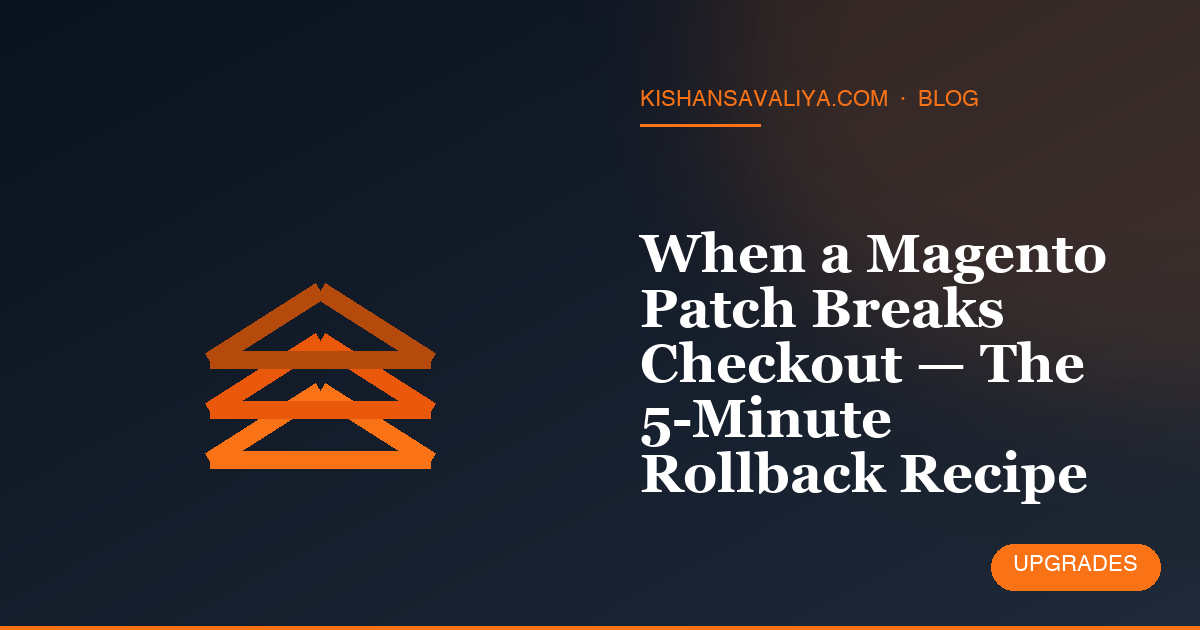 When a Magento Patch Breaks Checkout — The 5-Minute Rollback Recipe