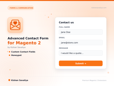 Advanced Contact Form for Magento 2 - Magento 2 extension by Kishan Savaliya
