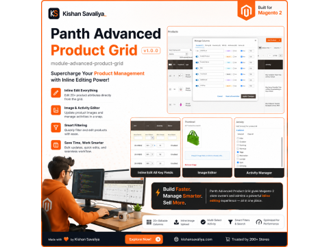 Panth Advanced Product Grid - Magento 2 extension by Kishan Savaliya
