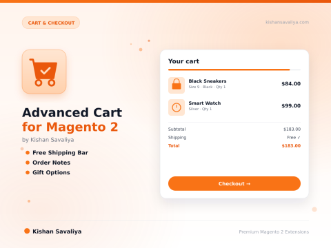 Advanced Cart for Magento 2 - Magento 2 extension by Kishan Savaliya