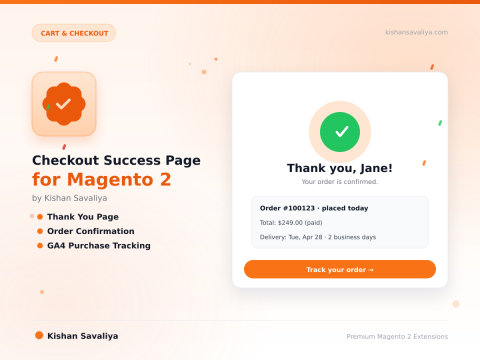 Checkout Success Page for Magento 2 - Magento 2 extension by Kishan Savaliya