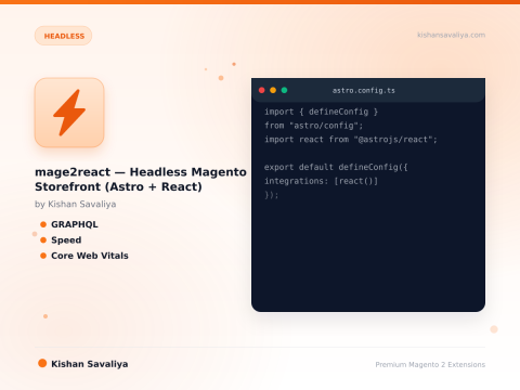 mage2react — Headless Magento 2 Storefront (Astro + React) - Magento 2 extension by Kishan Savaliya