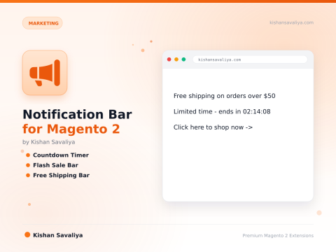 Notification Bar for Magento 2 - Magento 2 extension by Kishan Savaliya