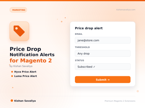 Price Drop Notification Alerts for Magento 2 - Magento 2 extension by Kishan Savaliya