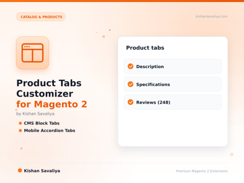 Product Tabs Customizer for Magento 2 - Magento 2 extension by Kishan Savaliya