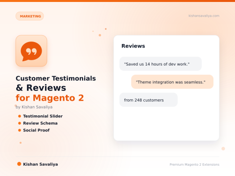 Customer Testimonials & Reviews for Magento 2 - Magento 2 extension by Kishan Savaliya
