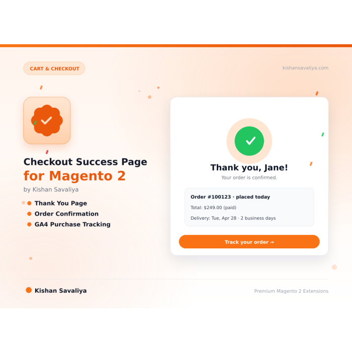 Checkout Success Page for Magento 2