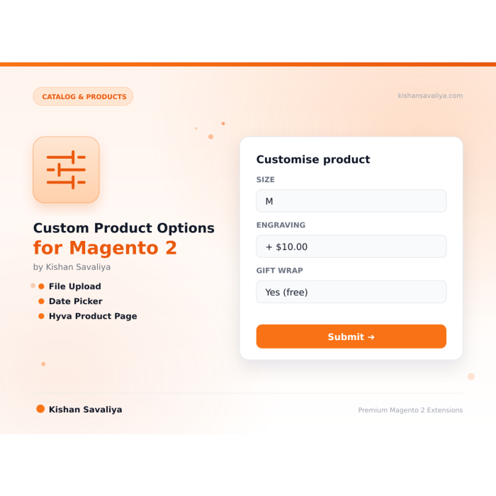 Custom Product Options for Magento 2 (Hyva + Luma)