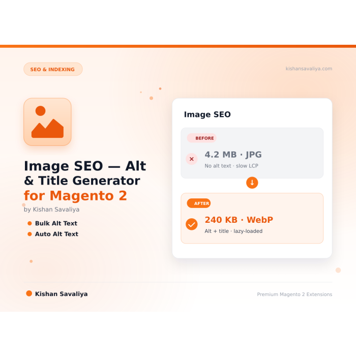 Image SEO — Alt & Title Generator for Magento 2