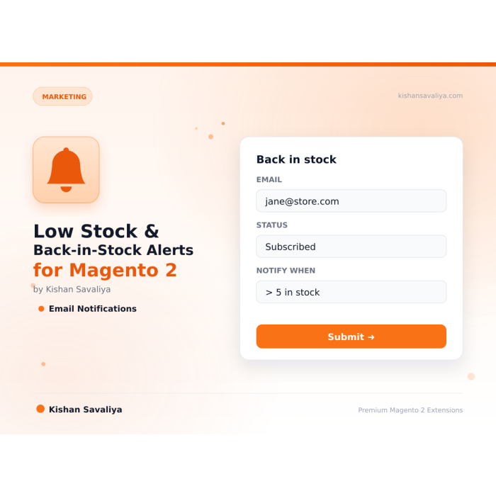 Low Stock & Back-in-Stock Alerts for Magento 2