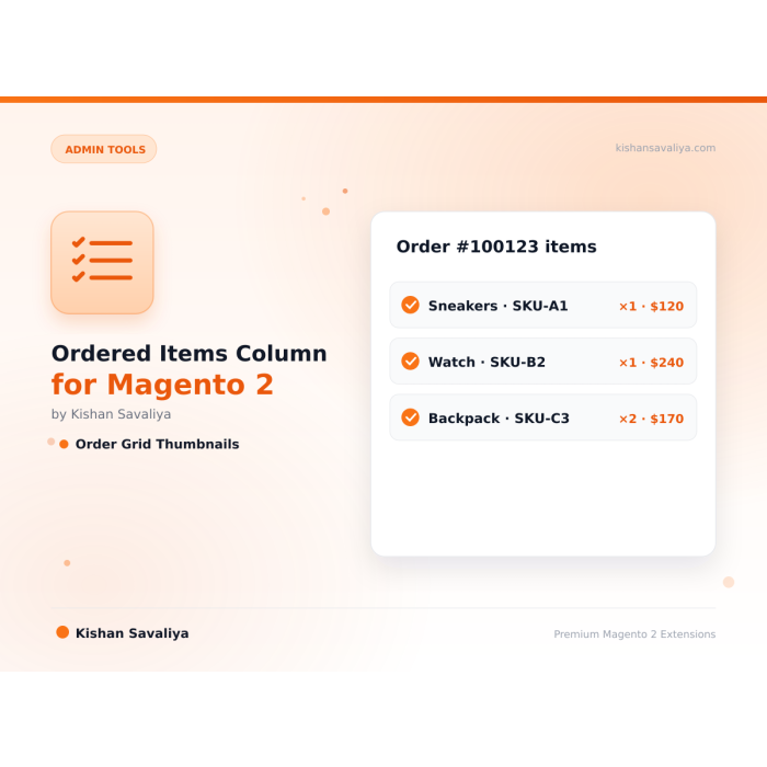 Ordered Items Column for Magento 2 Admin Sales Grid