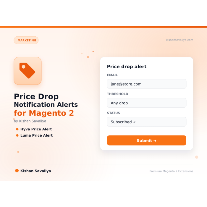 Price Drop Notification Alerts for Magento 2