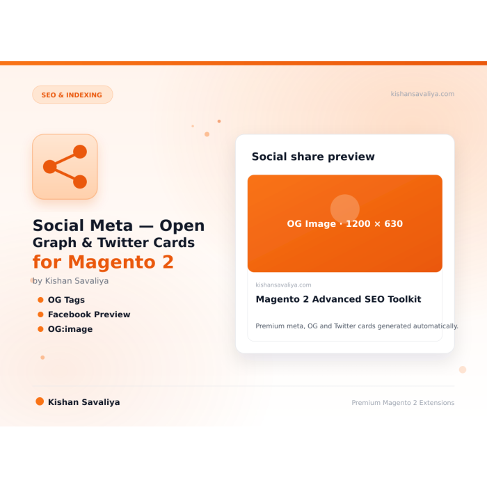 Social Meta — Open Graph & Twitter Cards for Magento 2