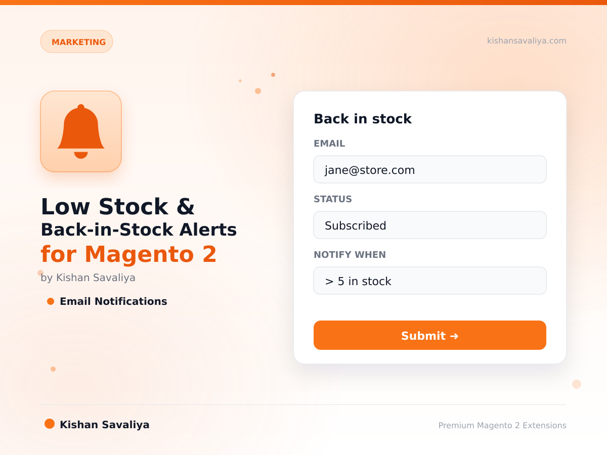 Low Stock & Back-in-Stock Alerts for Magento 2