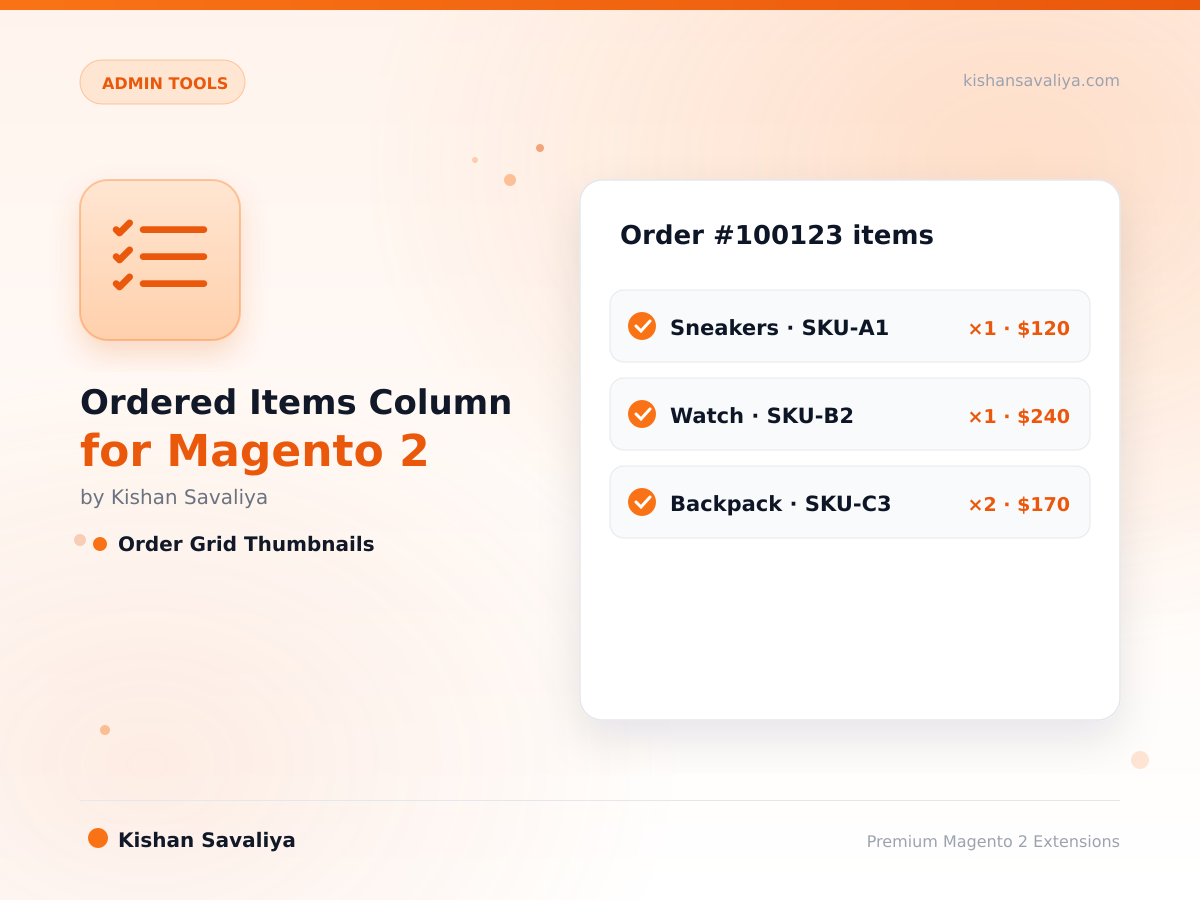 Ordered Items Column for Magento 2 Admin Sales Grid