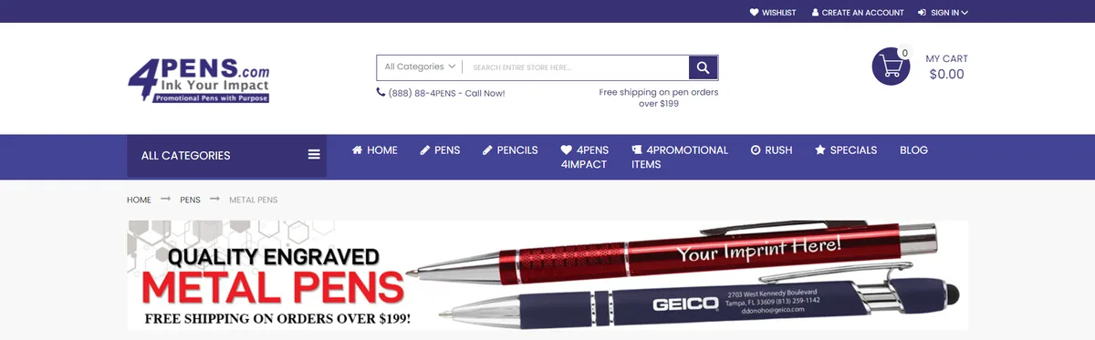 Categorypage hero screenshot — 4pens com