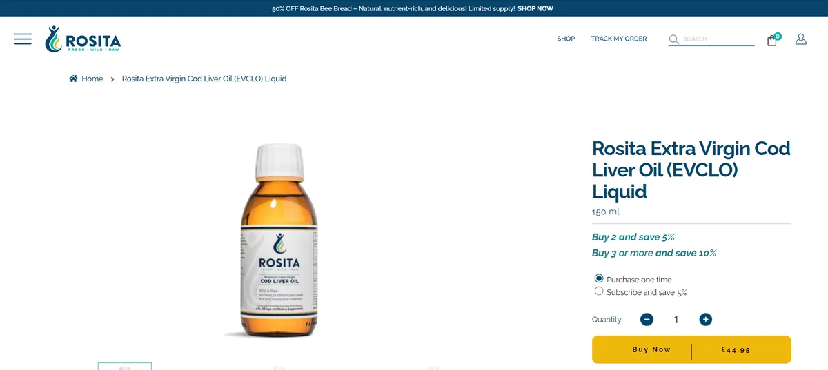 Productdetailspage hero screenshot — RositaRealFoods com au