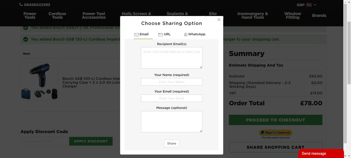 Shareshoppingcartmodule hero screenshot — acefixings com