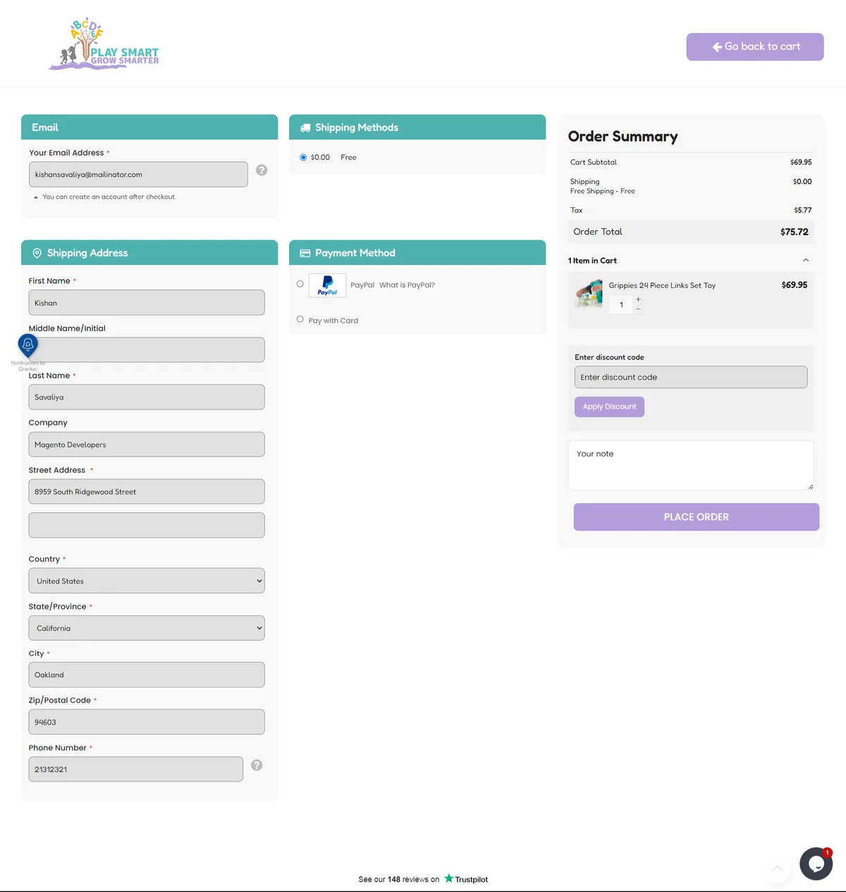 Onepagecheckout hero screenshot — alphabet trains com