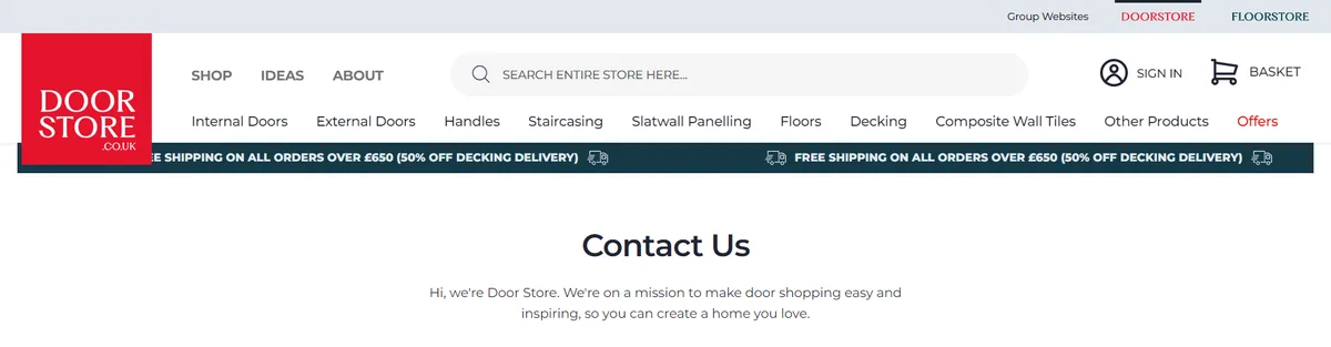 Contact Us hero screenshot — doorstore co uk