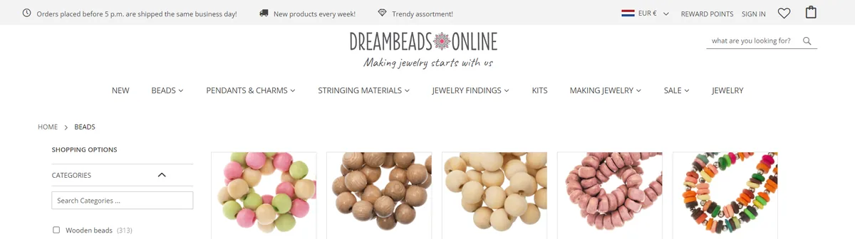 Categoryview hero screenshot — dreambeads online com