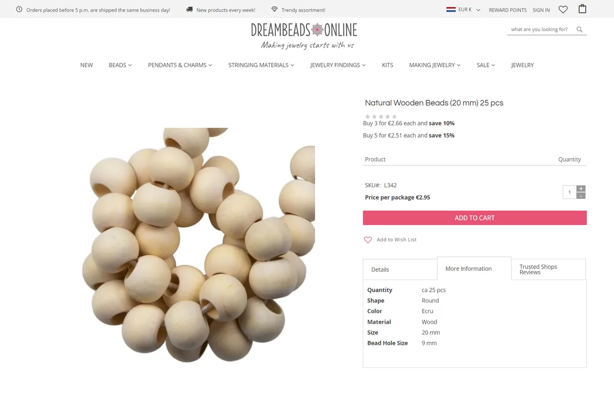 Productview hero screenshot — dreambeads online com
