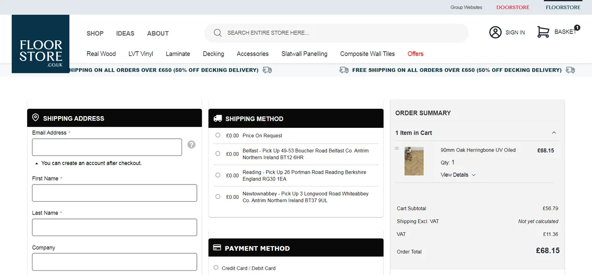Onepagecheckout hero screenshot — floorstore co uk