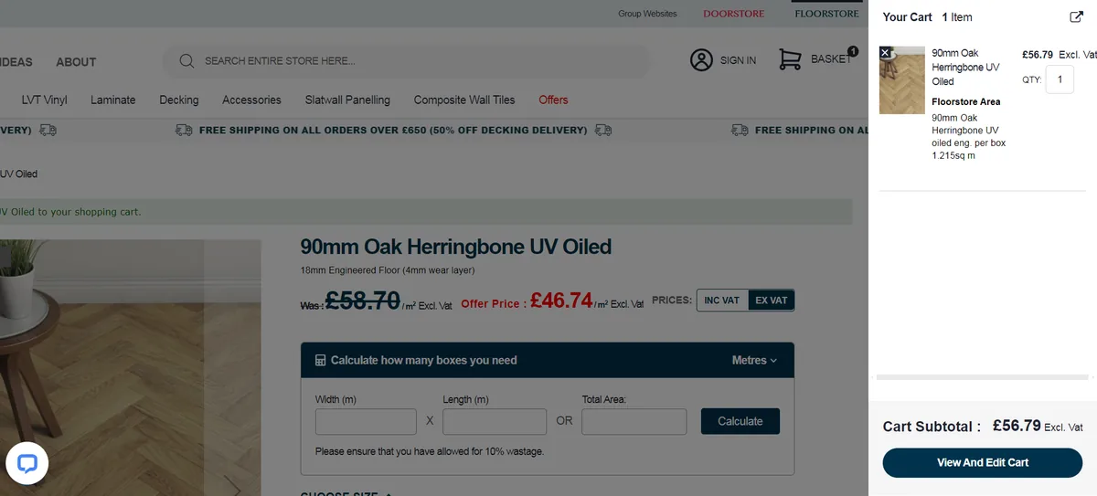 Sidebarshoppingcart hero screenshot — floorstore co uk