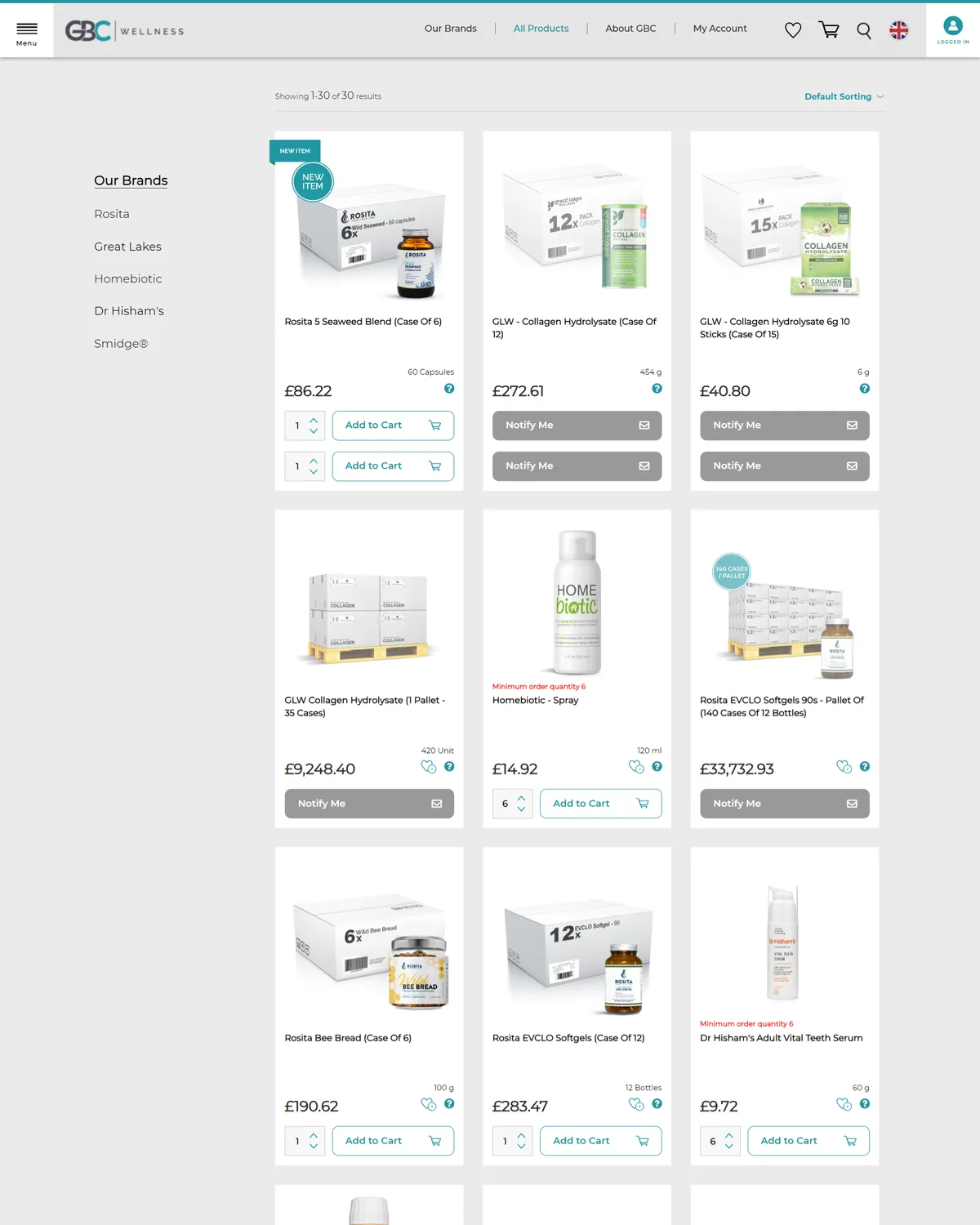 All Productspage hero screenshot — gbcwellness com au