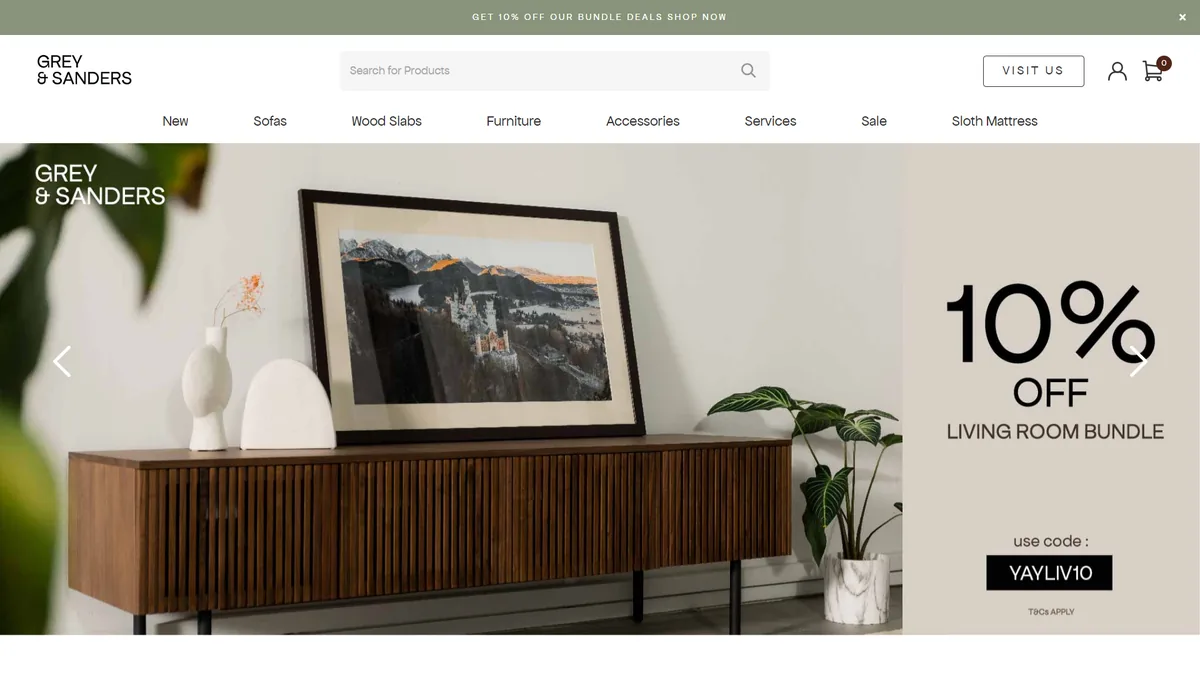 Homepage hero screenshot — greyandsanders com