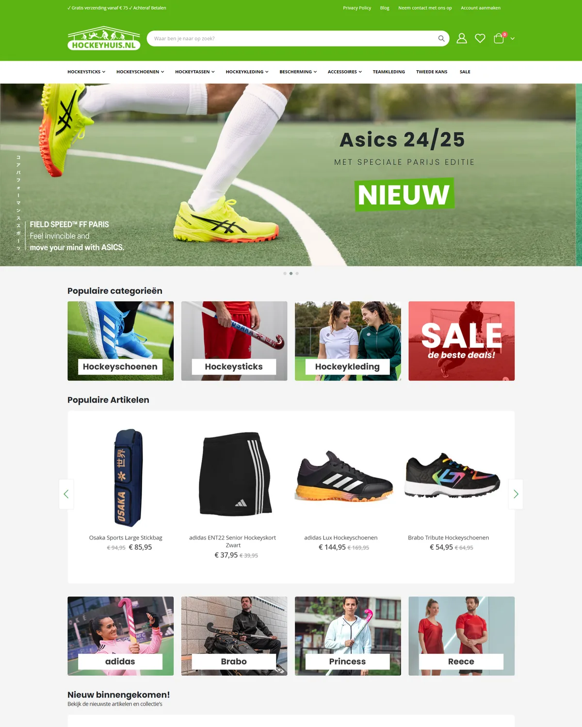 Homepage hero screenshot — hockeyhuis nl