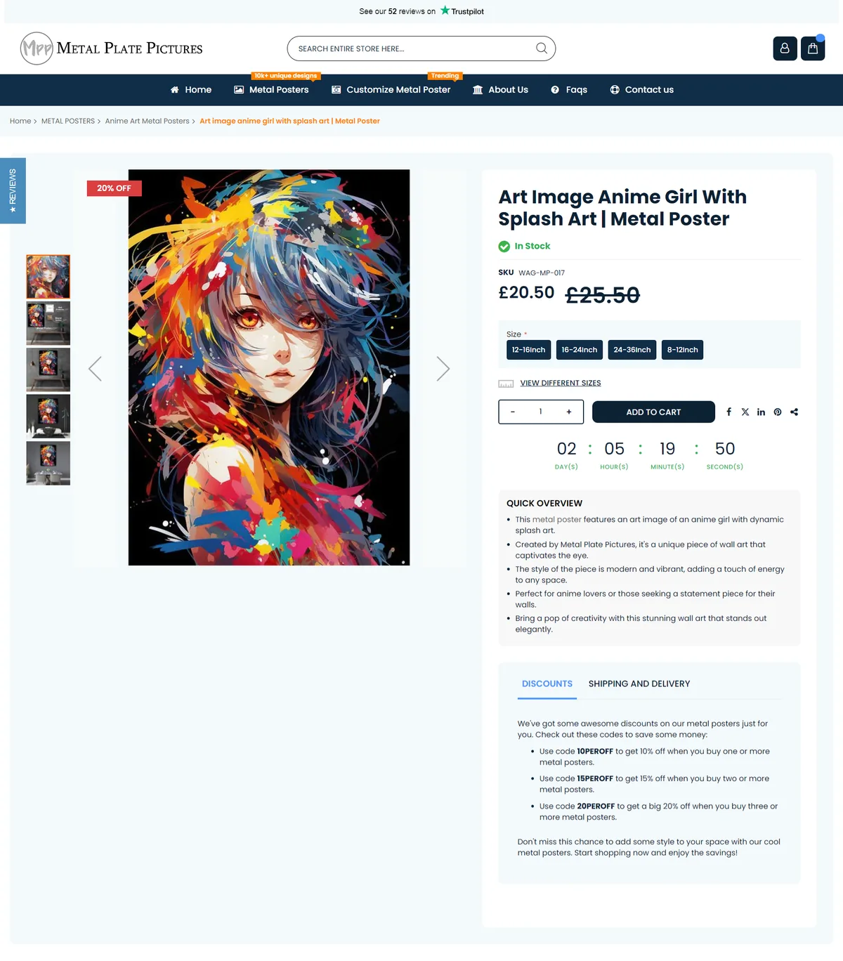 Productviewpage hero screenshot — metalplatepictures com