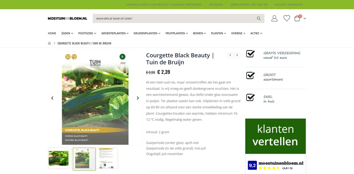 Productviewpage hero screenshot — moestuinenbloem nl
