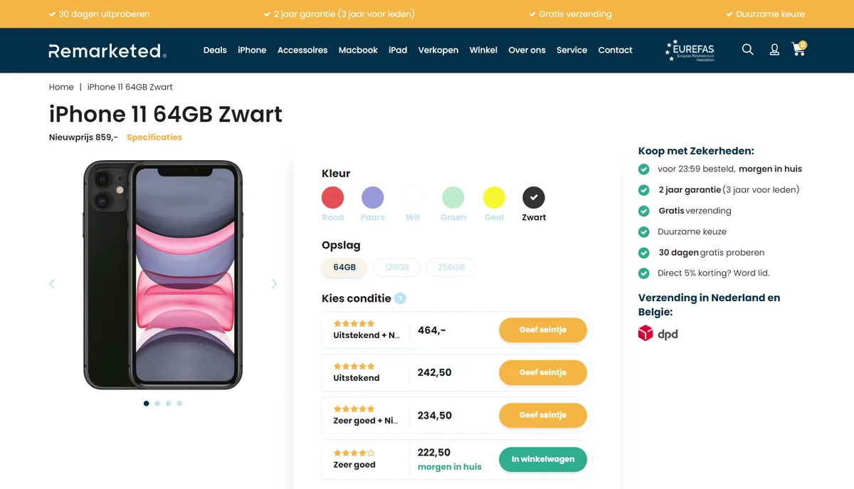 Productviewpage hero screenshot — remarketed nl