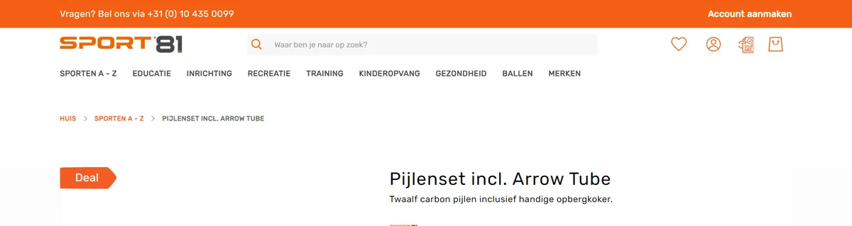 Productview hero screenshot — sport81 nl