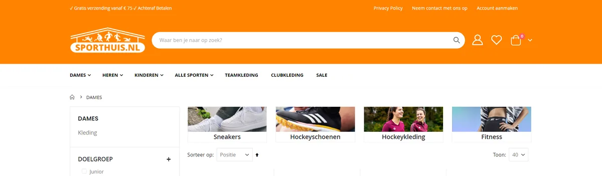 Categoryviewpage hero screenshot — sporthuis nl