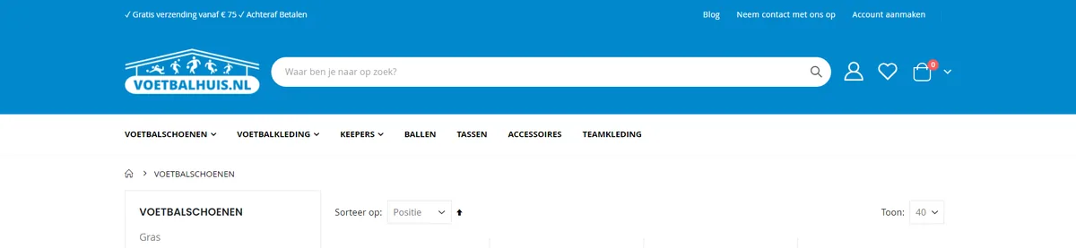 Categoryview hero screenshot — voetbalhuis nl