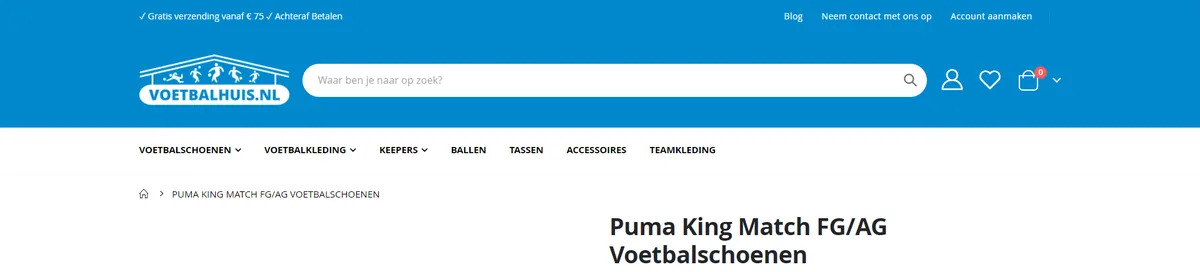 Productview hero screenshot — voetbalhuis nl