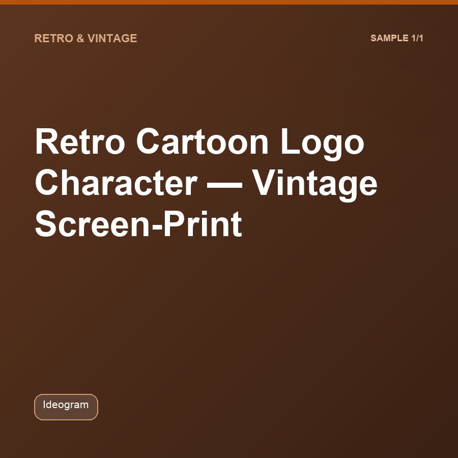 Retro Cartoon Logo Character — Vintage Screen-Print