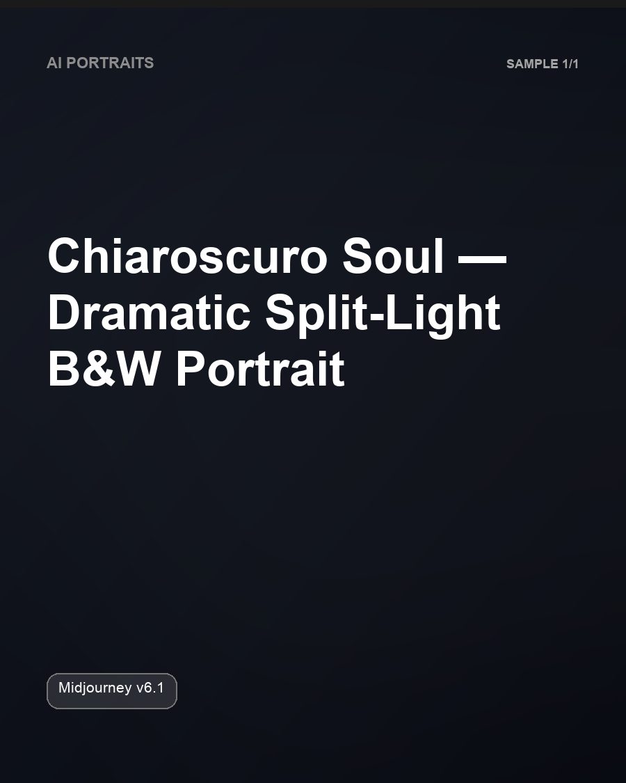 Chiaroscuro Soul — Dramatic Split-Light B&W Portrait