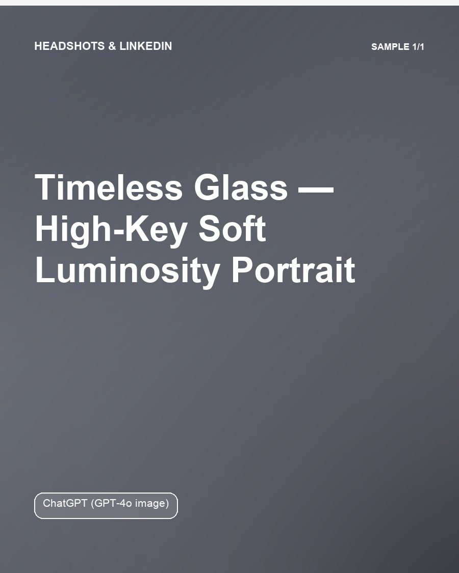 Timeless Glass — High-Key Soft Luminosity Portrait
