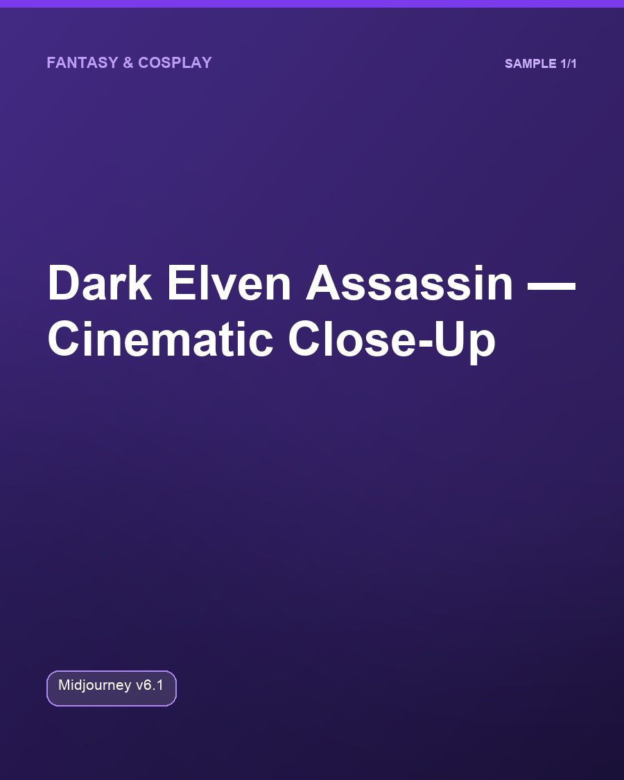 Dark Elven Assassin — Cinematic Close-Up