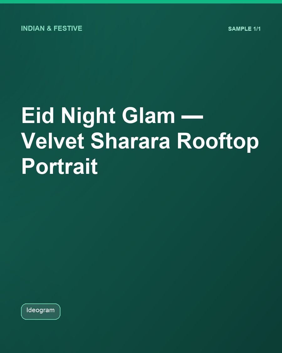 Eid Night Glam — Velvet Sharara Rooftop Portrait